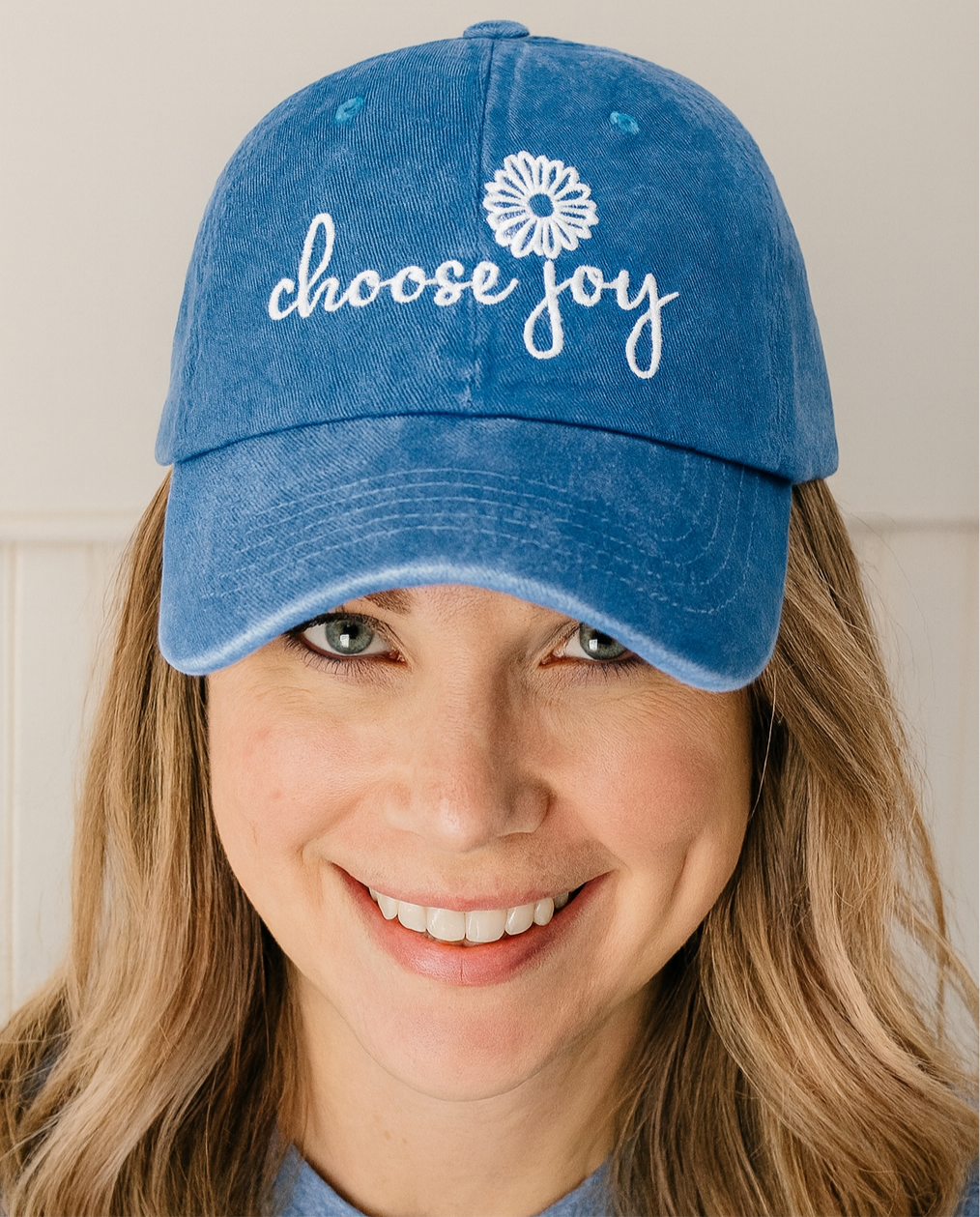 Ocean Vintage Blue "Choose Joy" Ladies Hat