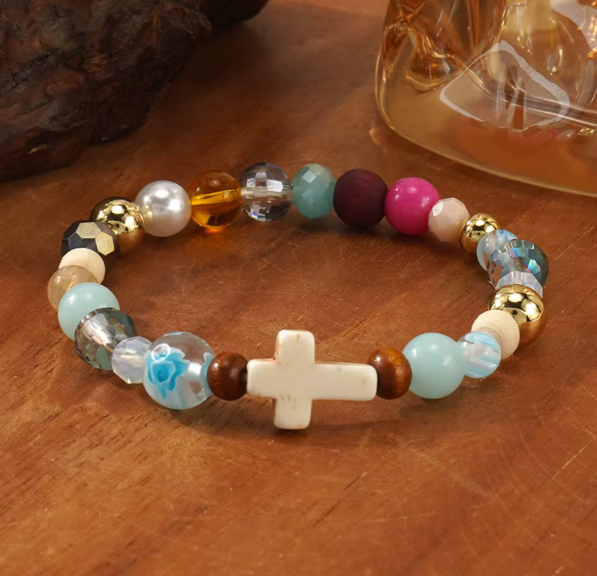 Cross Stretch Multicolor Bracelet