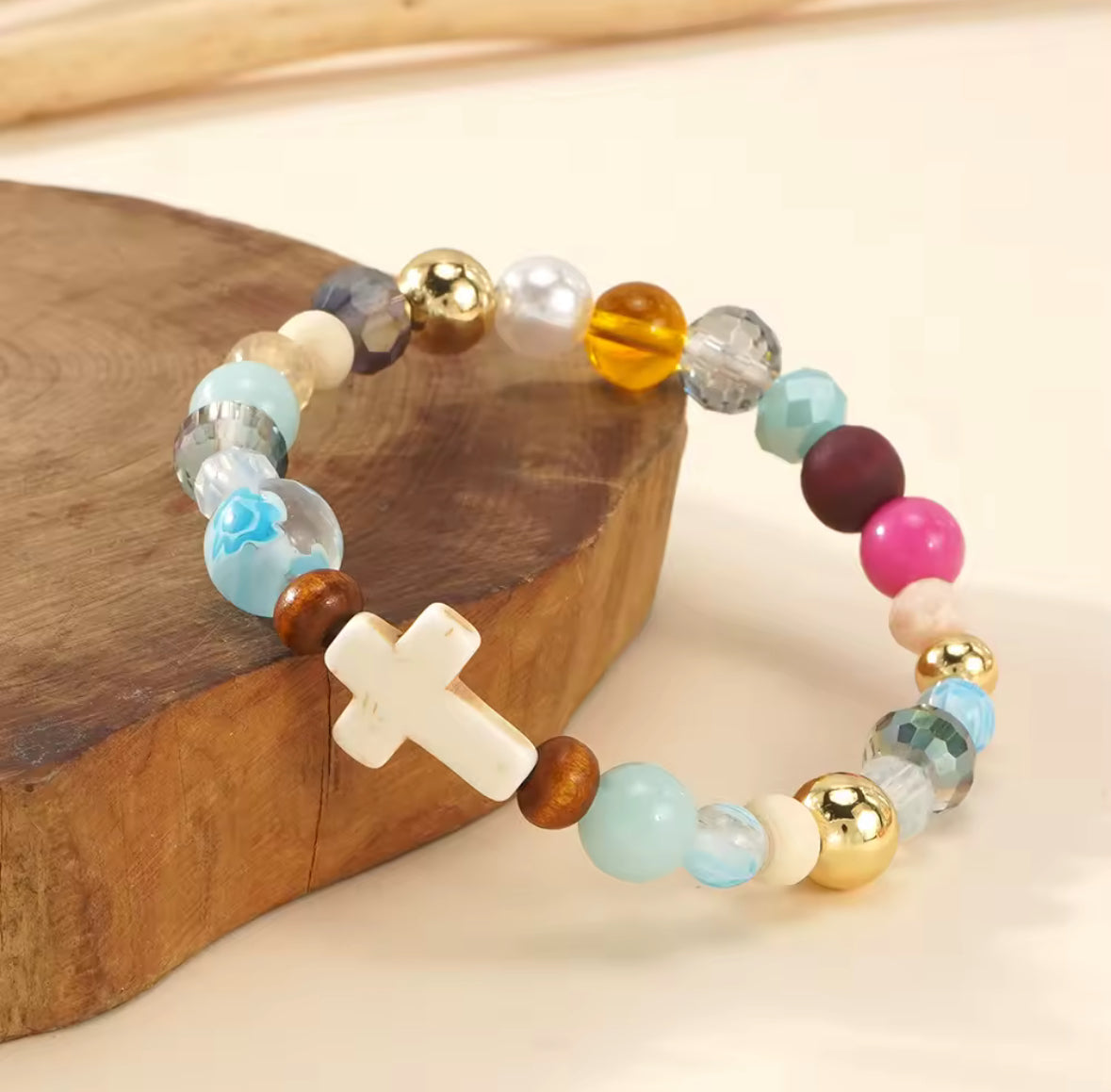 Cross Stretch Multicolor Bracelet