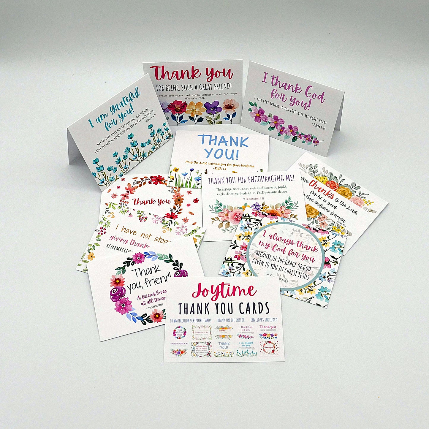 Joytime Watercolor Scripture Thank You Cards – Set of 10