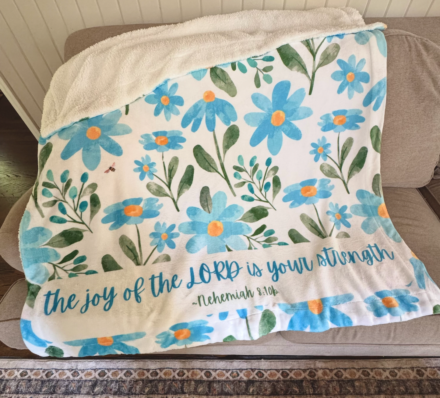 🩵 NEW - Soft and Cozy Blanket - with Bible Verse