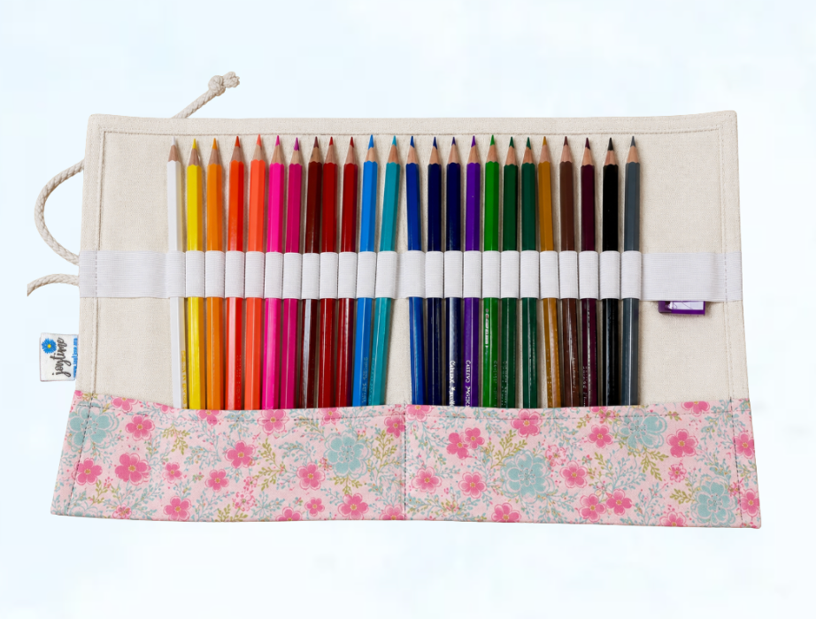 Coloring Pencil Roll Up Fabric Pouch - Pencils Included