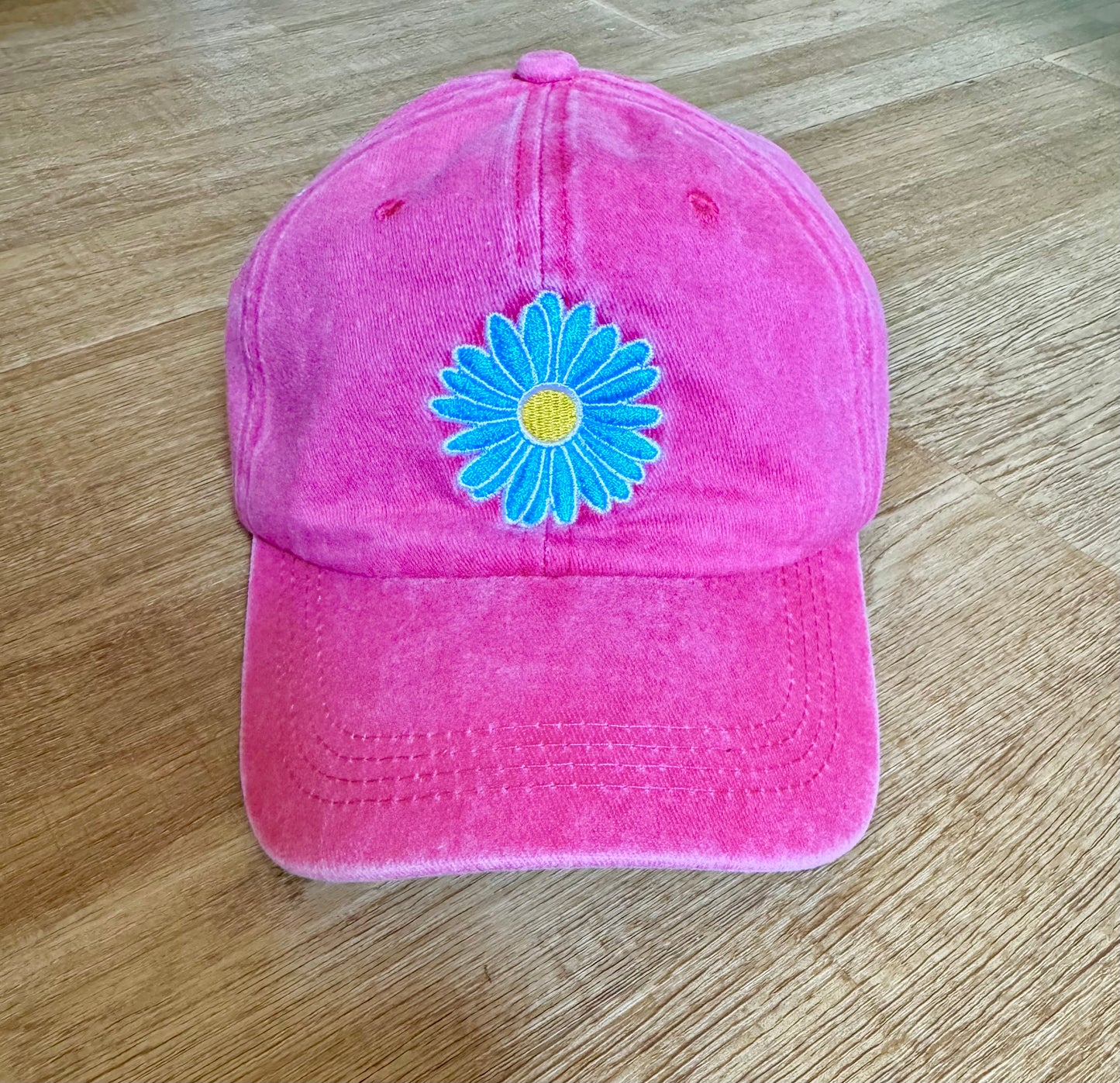 Blue Flower Hat - Embroidered