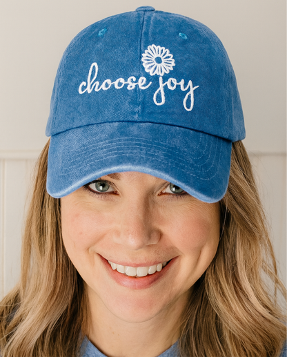 Ocean Vintage Blue "Choose Joy" Ladies Hat