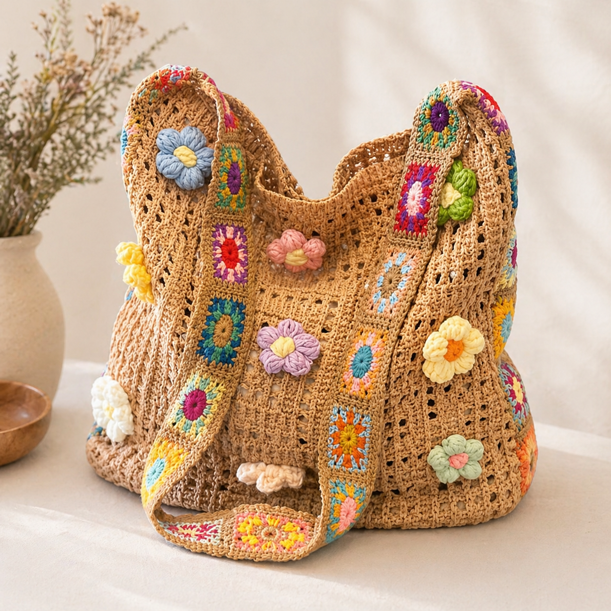 🌸 Crocheted Flower Bag