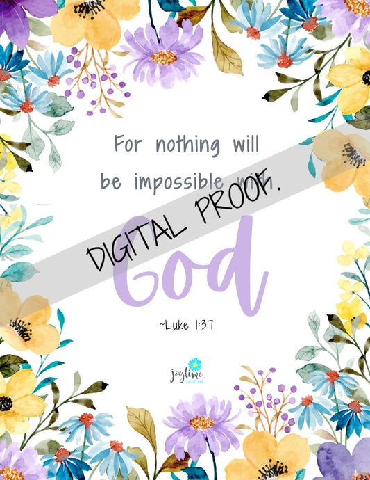 Digital Printable Bible Verse - Luke 1:37