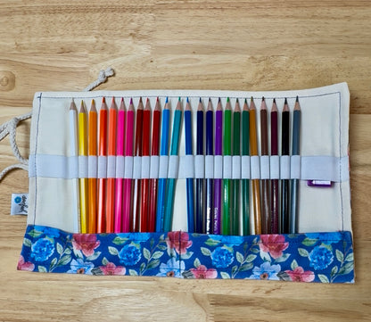 Coloring Pencil Roll Up Fabric Pouch - Pencils Included