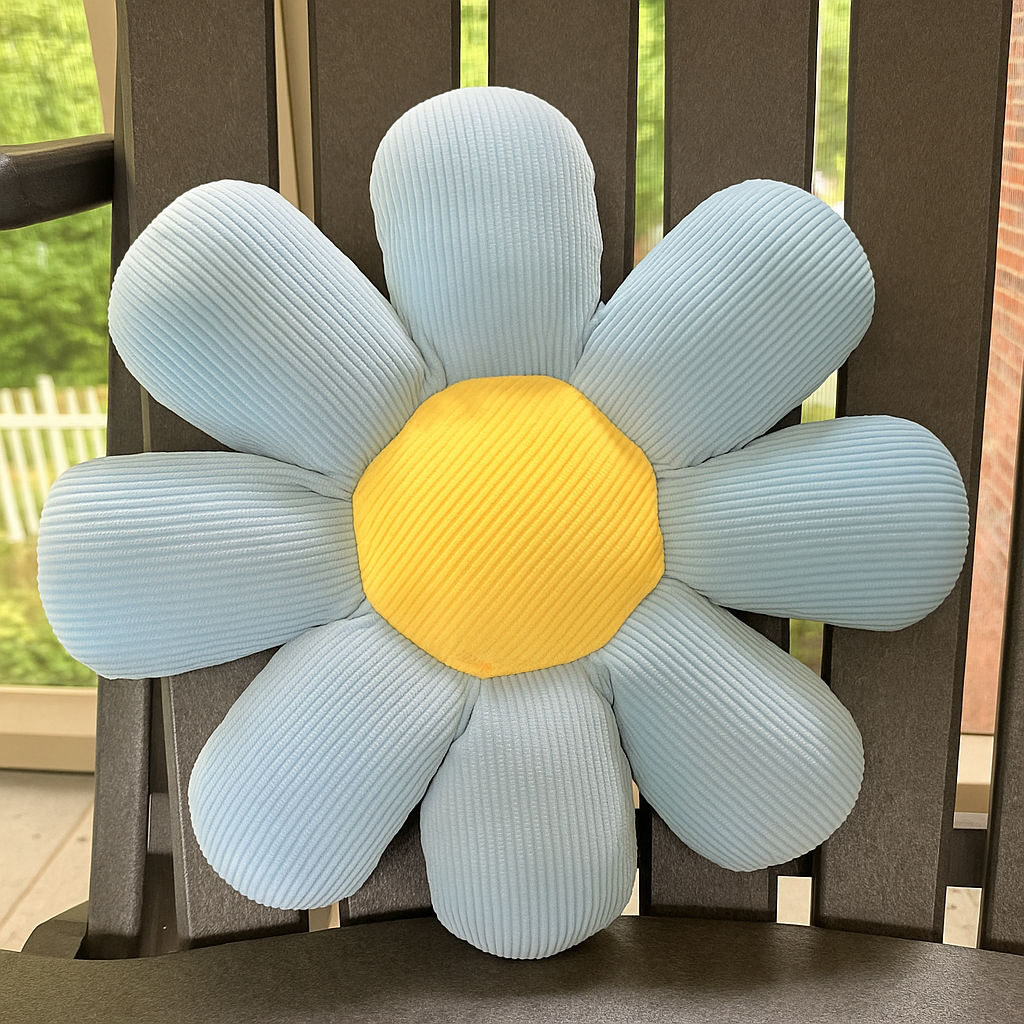 🌸 Joytime Blue Flower Pillow – Soft 15” Accent Pillow (8 Petals)