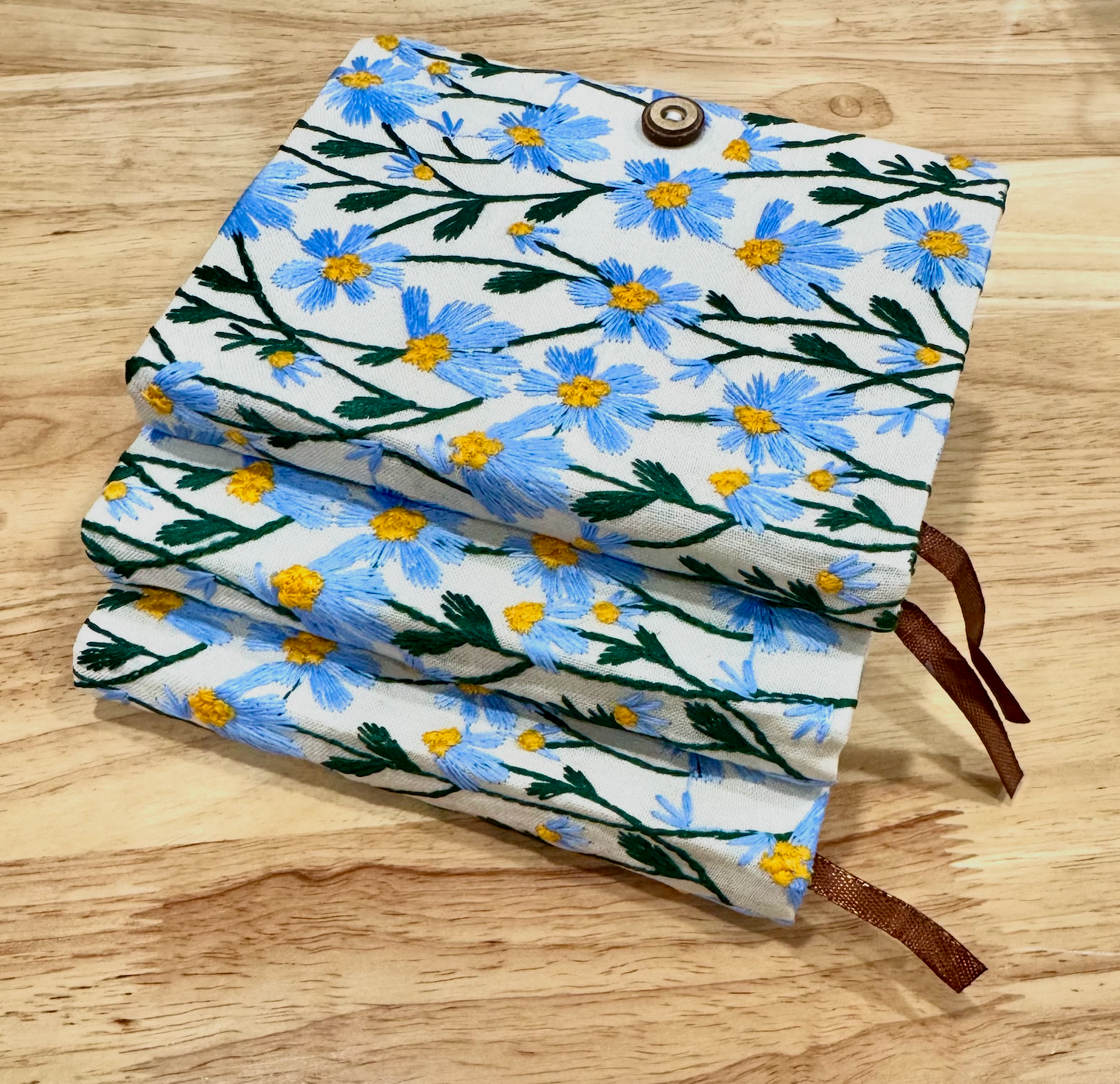 Joytime Blue Flower Embroidered Notebook 🌸