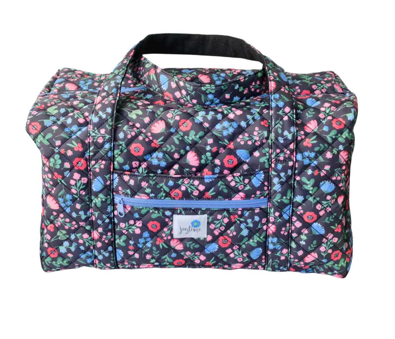 Handmade, Quilted Weekender Bag - Gray Floral