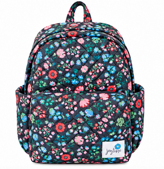 Handmade Quilted Joytime Backpack – Gray Floral