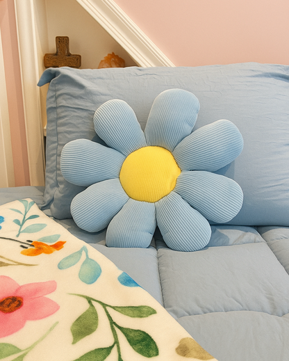 🌸 Joytime Blue Flower Pillow – Soft 15” Accent Pillow (8 Petals)