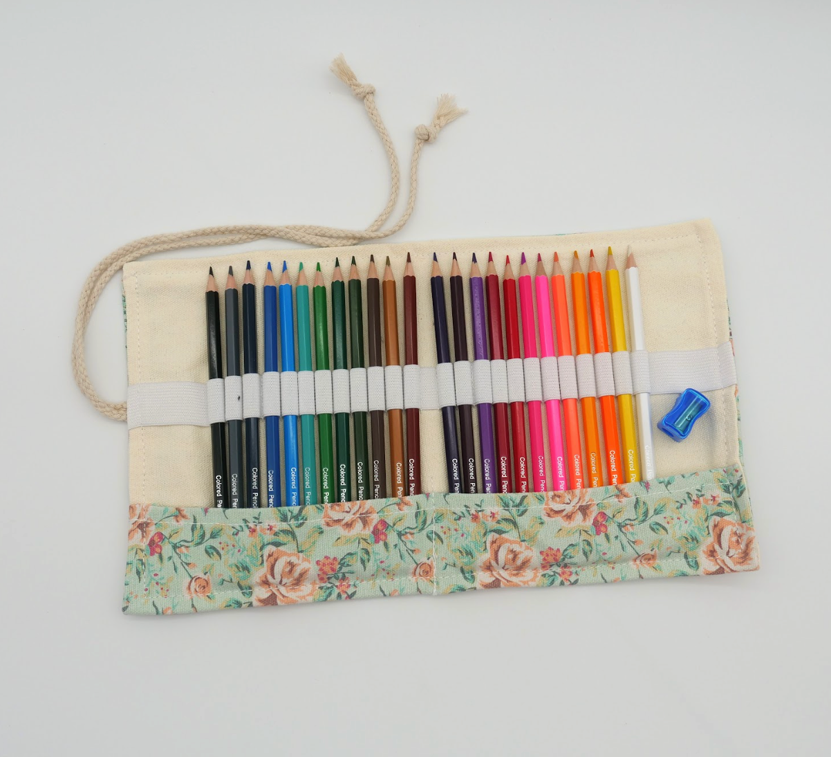 Coloring Pencil Roll Up Fabric Pouch - Pencils Included