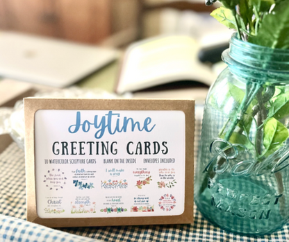 Joytime Watercolor Scripture Greeting Cards – Set of 10