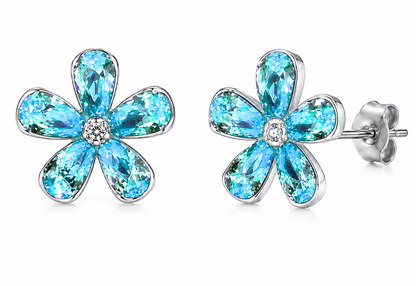 Blue Flower Earrings (5 petals) - Stainless Steel