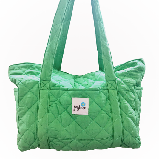 Joytime Quilted Scripture Tote – Green