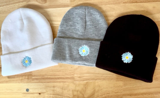 🩵 Blue Flower Beanie - Soft and Warm